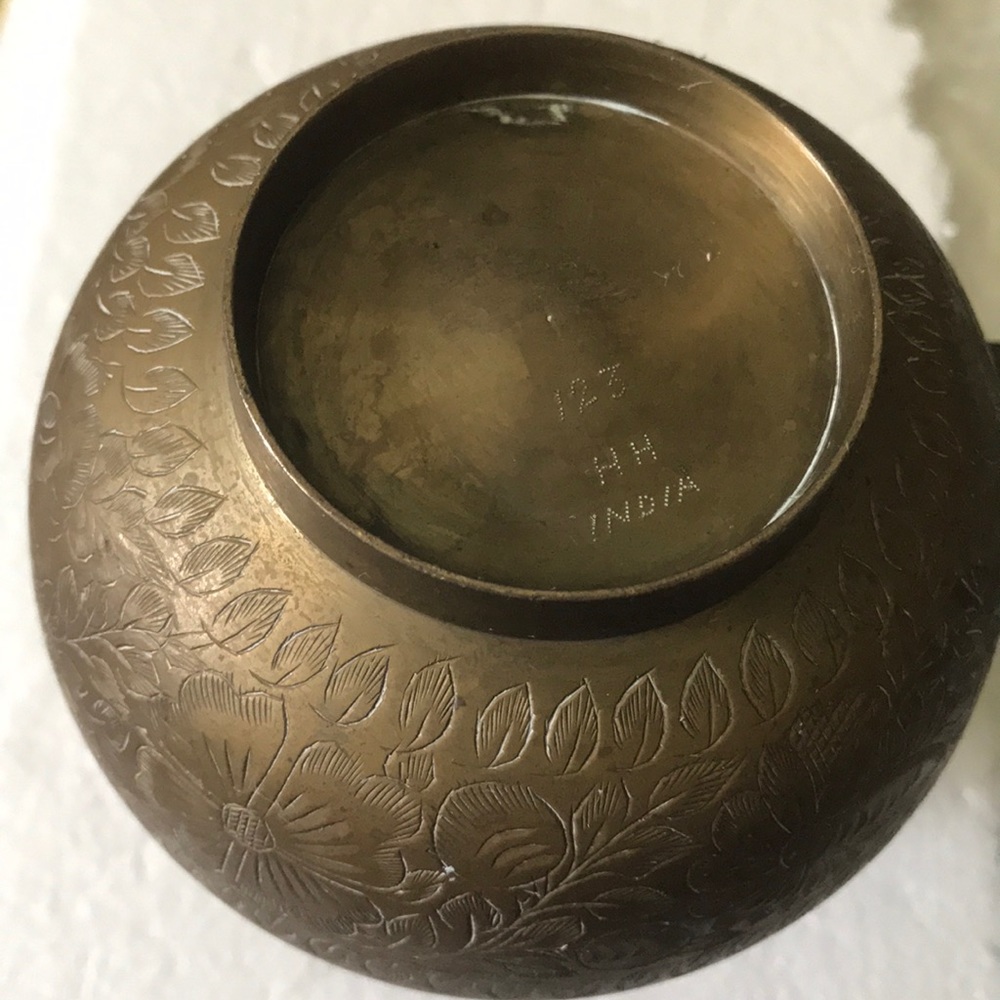 Antique Solid Brass Engraved Pitcher - image 3